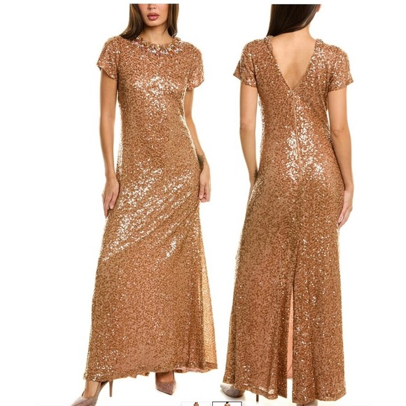 SACHIN & BABI Shiloh Embellished Sequin Maxi Gown Color: Honey | Size: 6 | NWT - Picture 4 of 6